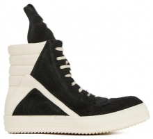 Rick Owens GeoBasket Cow Fur Black Milk