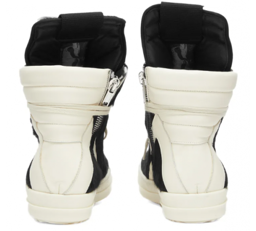 Rick Owens GeoBasket Cow Fur Black Milk