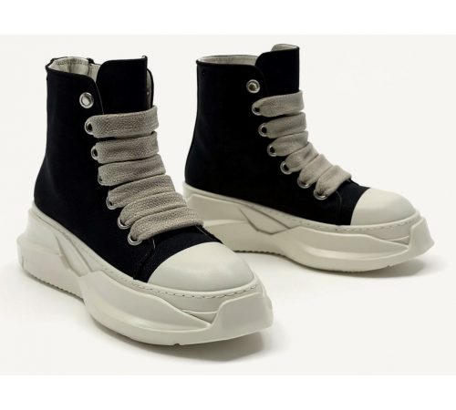Rick Owens DRKSHDW Canvas Abstract High Top Black Milk