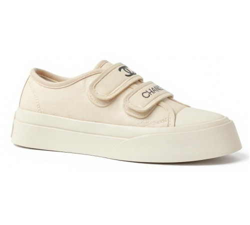 Chanel Velcro Sneaker White Cream