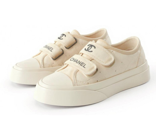 Chanel Velcro Sneaker White Cream
