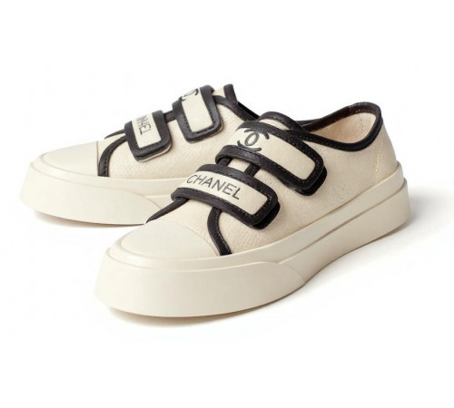 Chanel Velcro Sneaker White And Black