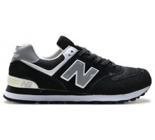 Кроссовки New Balance 574 White Suede Black замшевые