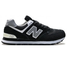 Кроссовки New Balance 574 White Suede Black замшевые