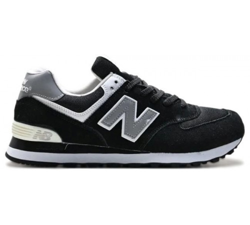 Кроссовки New Balance 574 White Suede Black замшевые