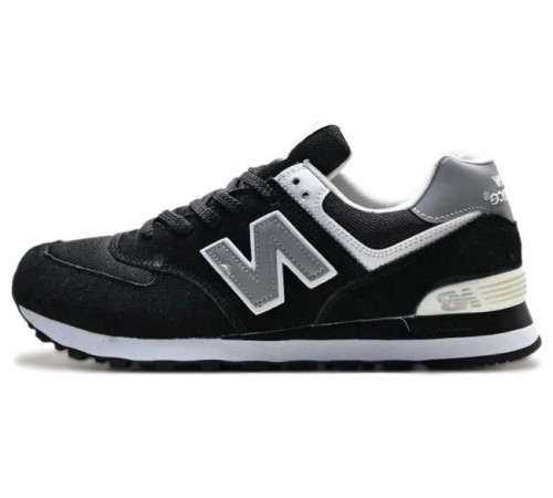 Кроссовки New Balance 574 White Suede Black замшевые