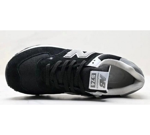 Кроссовки New Balance 574 White Suede Black замшевые