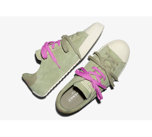 Кеды Converse Chuck Taylor Lo Green замшевые с двойными шнурками