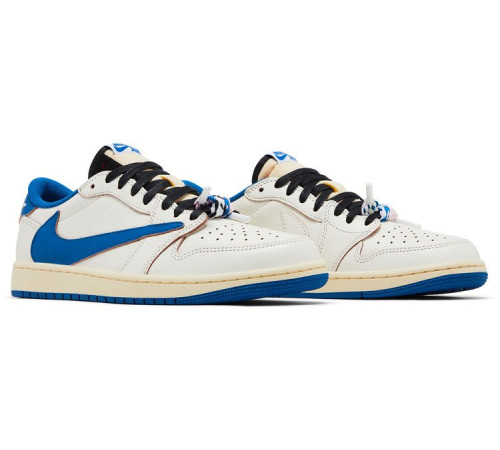 Fragment Design x Travis Scott x Air Jordan 1 Retro Low OG SP Sail Military Blue