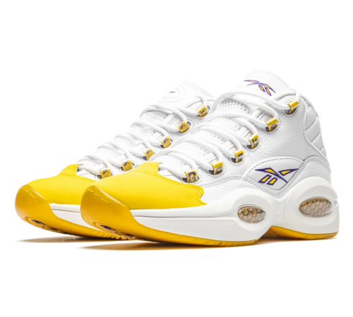 Кроссовки Reebok Question Mid Yellow Toe белые