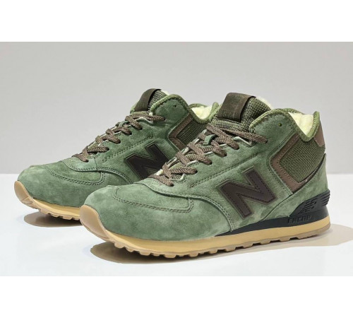 New Balance 574 Mid Green Brown с мехом