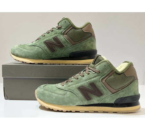 New Balance 574 Mid Green Brown с мехом