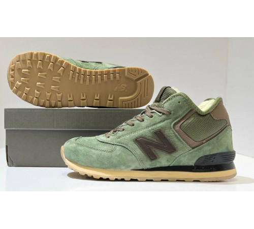 New Balance 574 Mid Green Brown с мехом