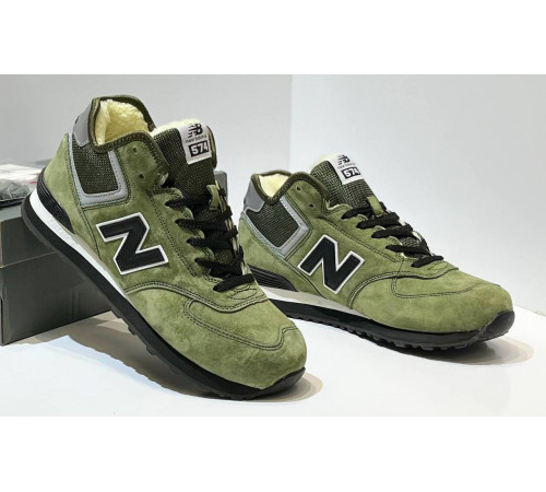 New Balance 574 Mid Green Black с мехом