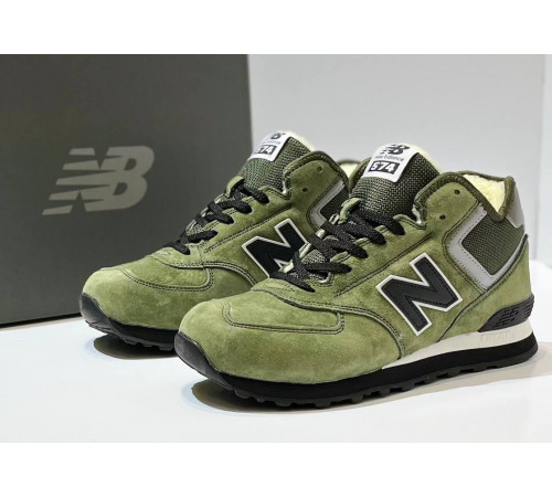 New Balance 574 Mid Green Black с мехом