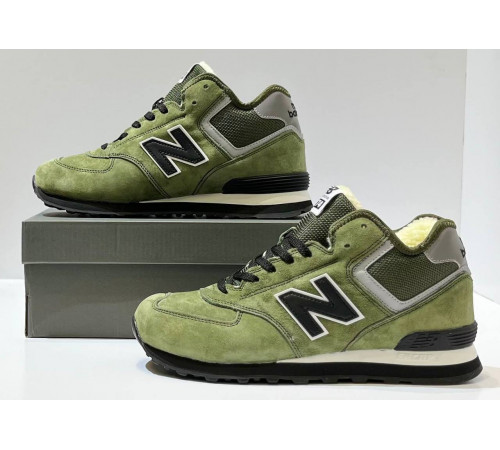 New Balance 574 Mid Green Black с мехом