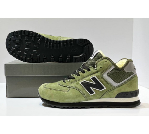 New Balance 574 Mid Green Black с мехом