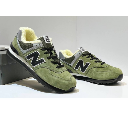 New Balance 574 Green Black с мехом