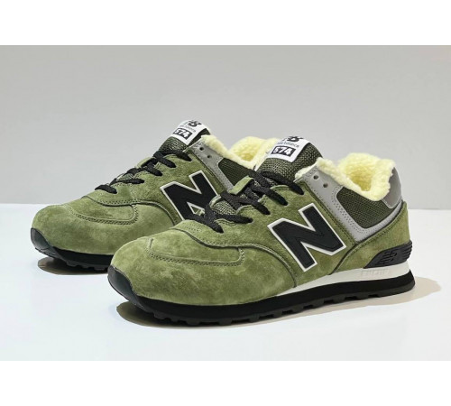 New Balance 574 Green Black с мехом