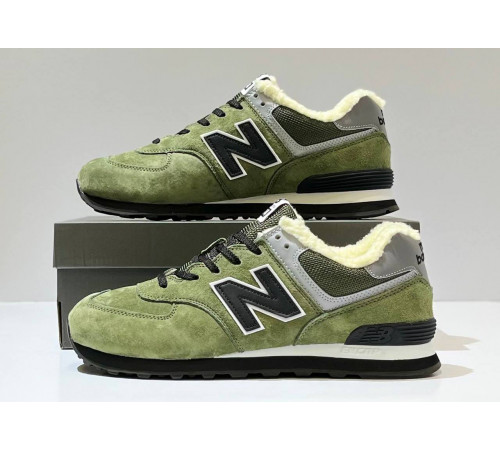 New Balance 574 Green Black с мехом