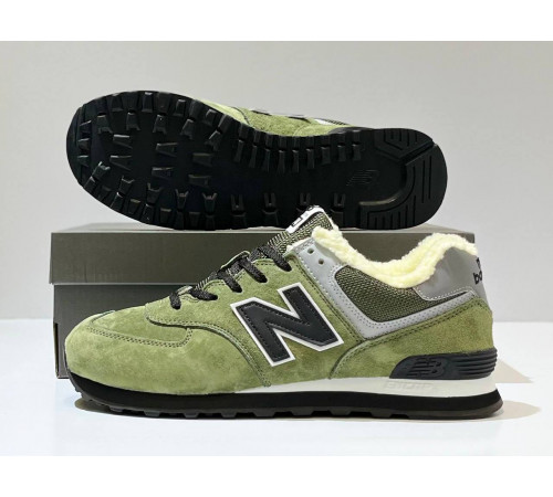New Balance 574 Green Black с мехом