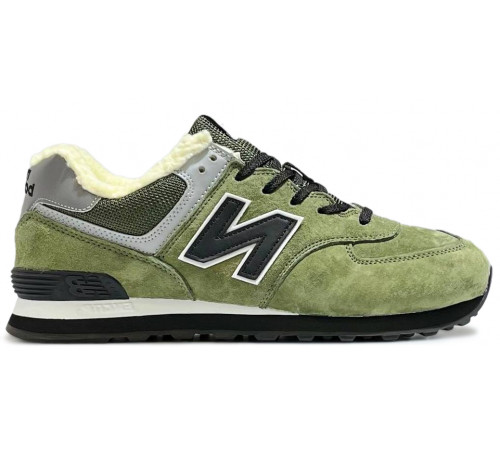New Balance 574 Green Black с мехом