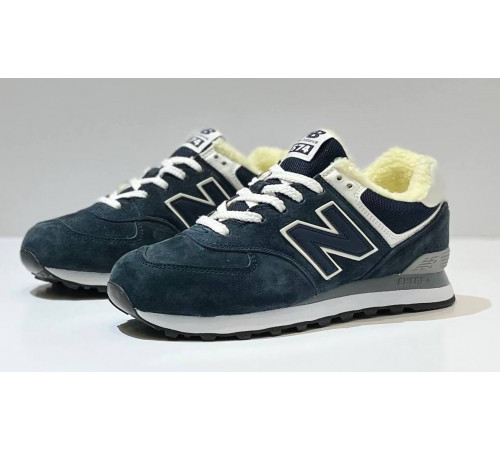 New Balance 574 Blue Navy Grey с мехом