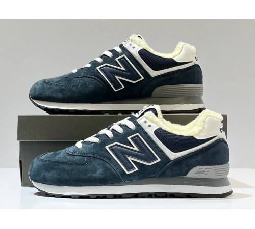 New Balance 574 Blue Navy Grey с мехом