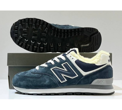 New Balance 574 Blue Navy Grey с мехом