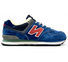 New Balance 574 Blue Navy Red с мехом