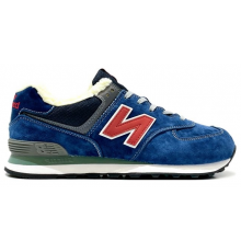 New Balance 574 Blue Navy Red с мехом