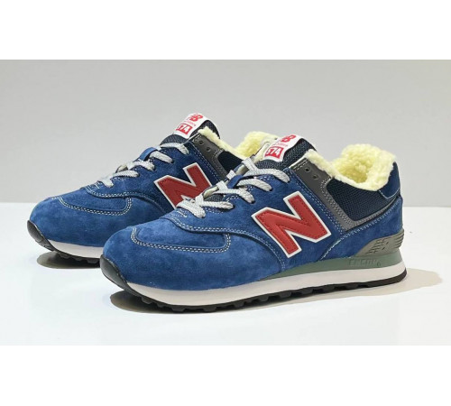 New Balance 574 Blue Navy Red с мехом