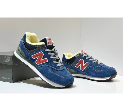 New Balance 574 Blue Navy Red с мехом