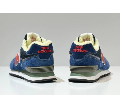 New Balance 574 Blue Navy Red с мехом