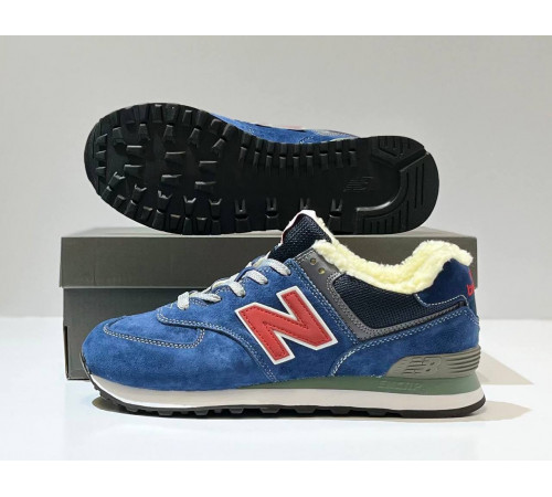 New Balance 574 Blue Navy Red с мехом