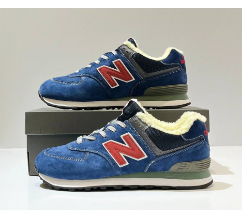 New Balance 574 Blue Navy Red с мехом