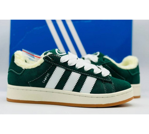 Кроссовки Adidas Campus 00s Dark Green With Fur замша