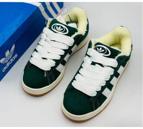 Кроссовки Adidas Campus 00s Dark Green With Fur замша