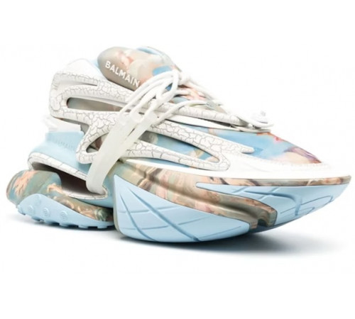 Кроссовки Balmain Unicorn Blue Leather Lace-Up