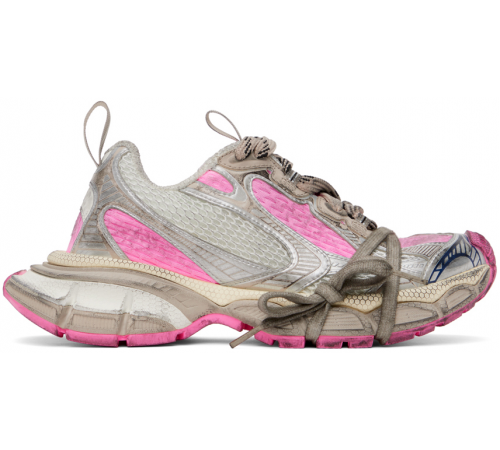 Balenciaga 3XL Mesh-Panel Sneakers White Grey Pink