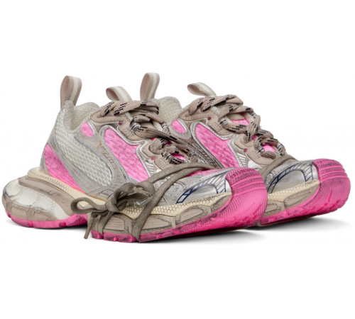 Balenciaga 3XL Mesh-Panel Sneakers White Grey Pink