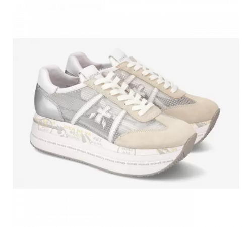 Premiata Beth серебристые с бежевым