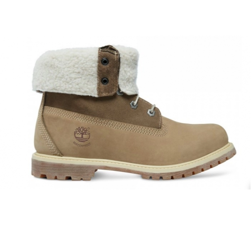 Ботинки Timberland Authenitcs Teddy Fleece Waterproof Fold-Down Beige зимние