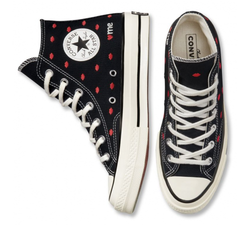 Кеды Converse Chuck Taylor 70 High Embroidered Lips Black