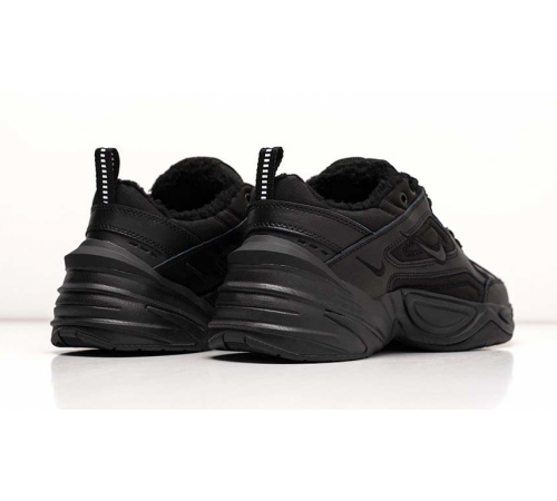 Кроссовки Nike M2k Tekno Triple Black зимние на меху