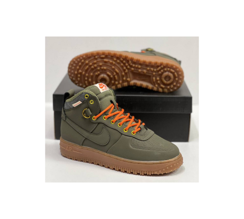 Кроссовки Nike Air Force 1 Lunar Duckboot Khaki зимние на меху