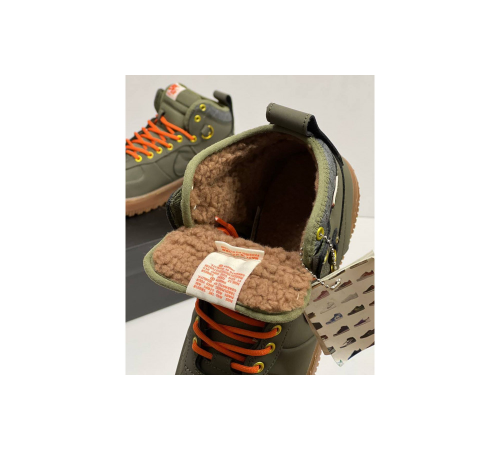 Кроссовки Nike Air Force 1 Lunar Duckboot Khaki зимние на меху
