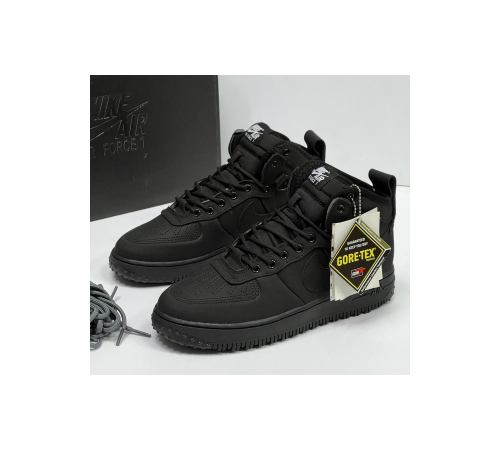 Кроссовки Nike Air Force 1 Lunar Duckboot Black зимние на меху
